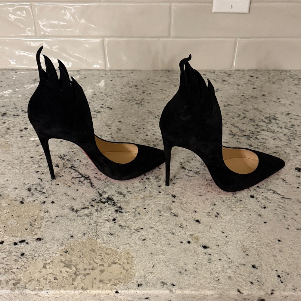 Christian Louboutin Black Flame Stiletto Heels